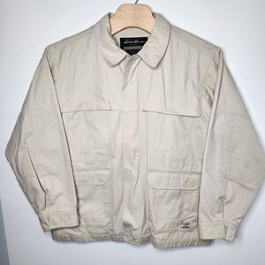 Eddie Bauer Chore Jacket Men's Size XL Beige Field Tested Barn Utility Coat READ